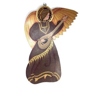 Vintage Wall Plaque Angel Playing Mandolin